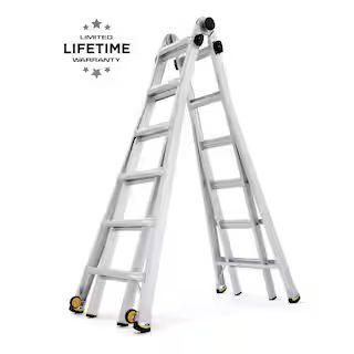 Gorilla Ladders 26 ft. Reach MPXW Aluminum Multi-Position Ladder with Wheels, 375 lb. Load Capaci... | The Home Depot