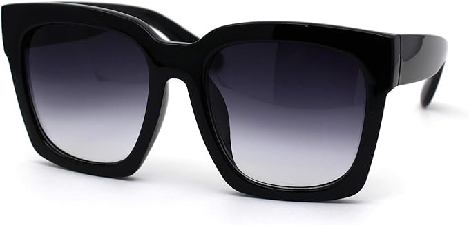 Womens Boyfriend Style Oversize Horned Rim Thick Plastic Sunglasses | Amazon (US)