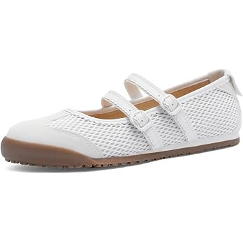 Mary Jane Sneakers Two Strap Rounded Toe Ballet Flats for Women | Mary Jane Shoes, Sneakerina Fla... | Amazon (US)