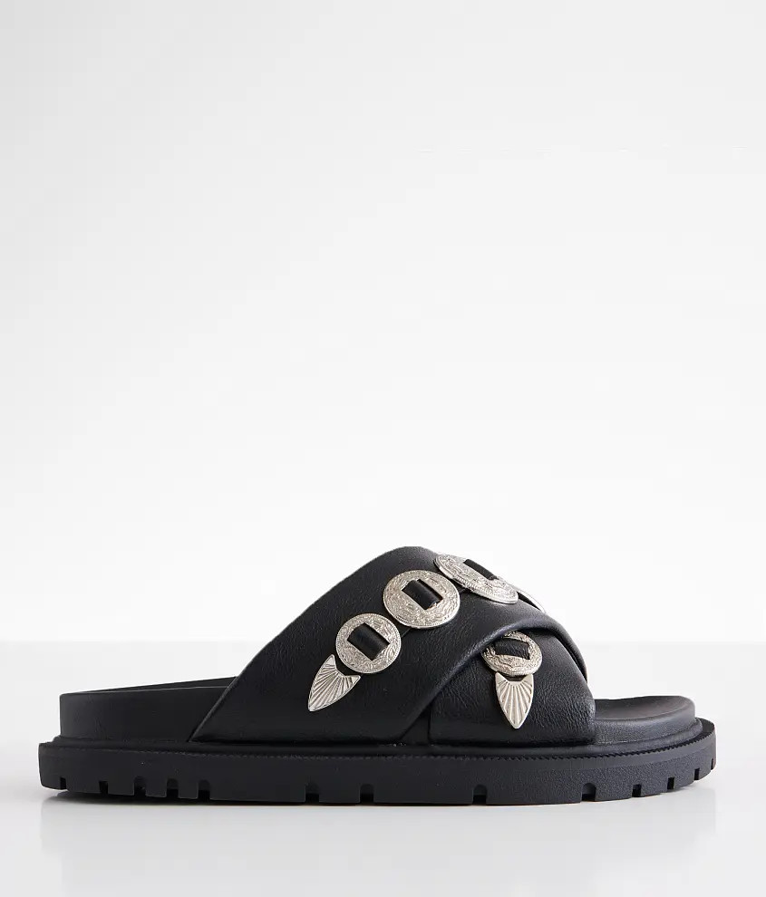 Embossed Metal Western Sandal | Buckle