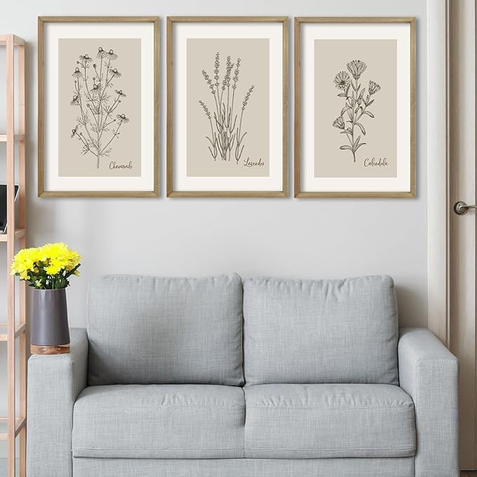 Vintage Antique Garden Wildflowers Sign Wall Art Decor 16"x11" Set Of 3 Living Room Soild Wood Fr... | Amazon (US)