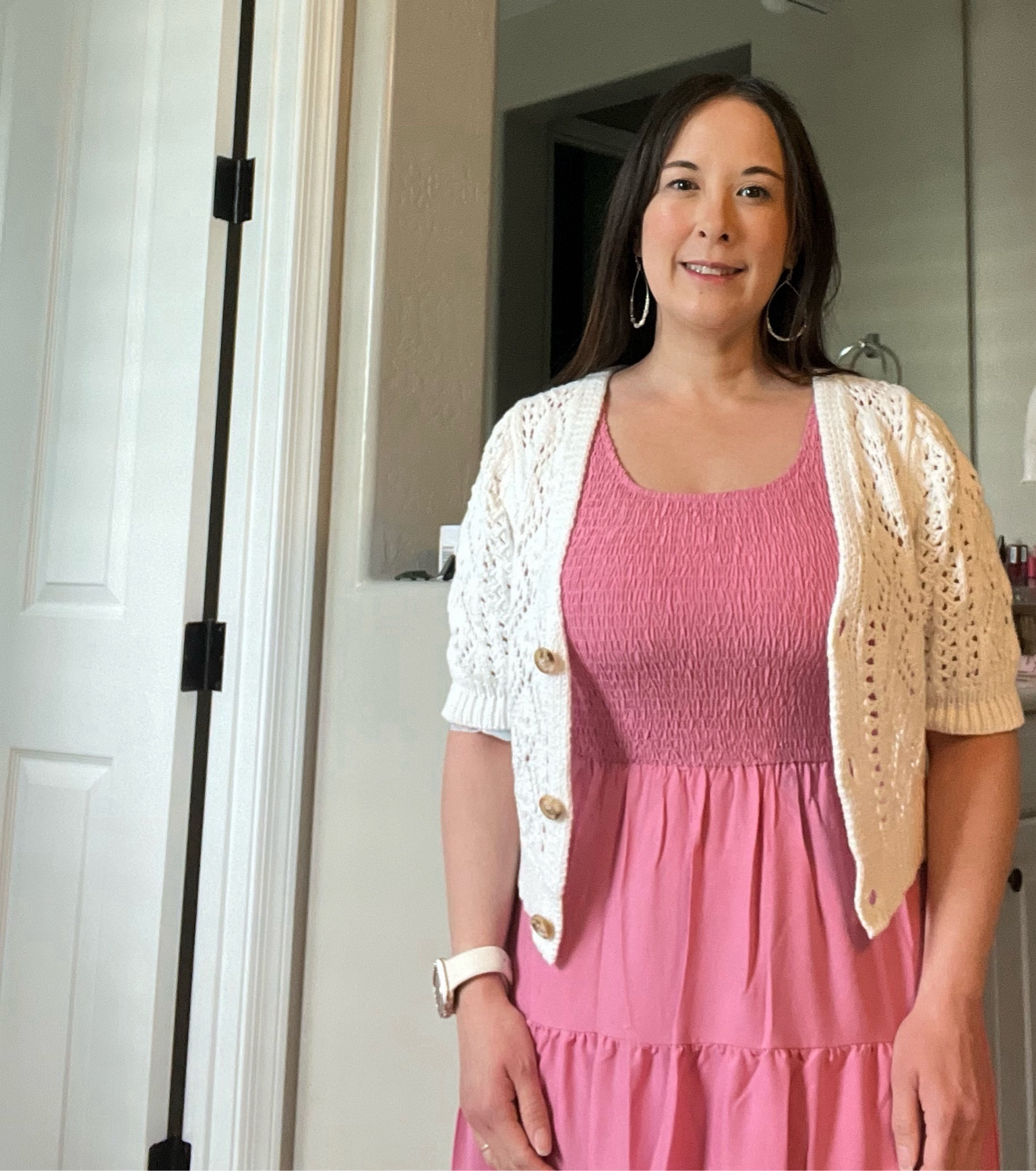 Dress is 25% off right now! Adding alternative sweater options. Not able to link the exact one I’m wearing. 

#LTKover40 #LTKSpringSale #LTKfindsunder50