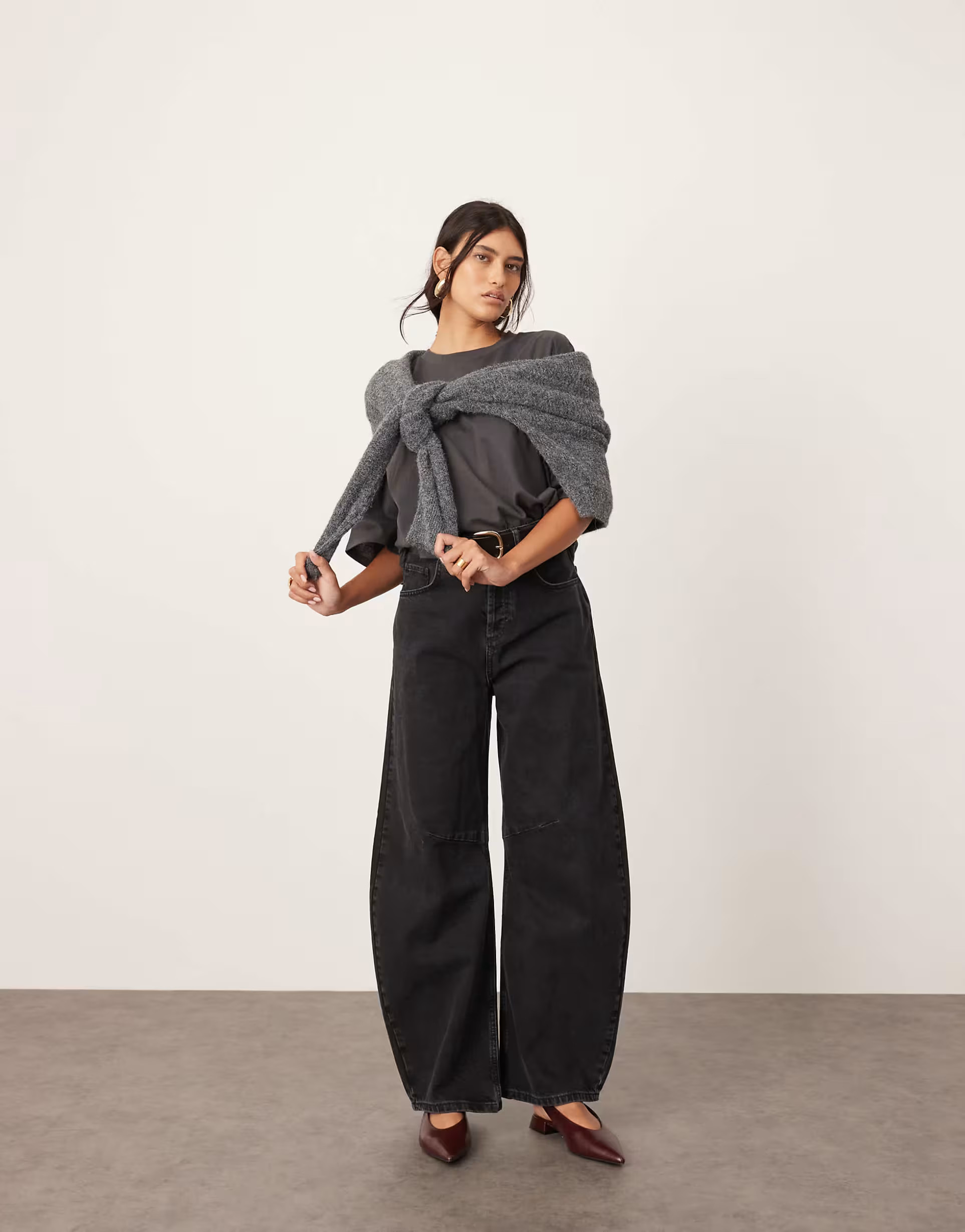 ASOS EDITION Sydney denim barrel leg high waist jean in washed black | ASOS (Global)