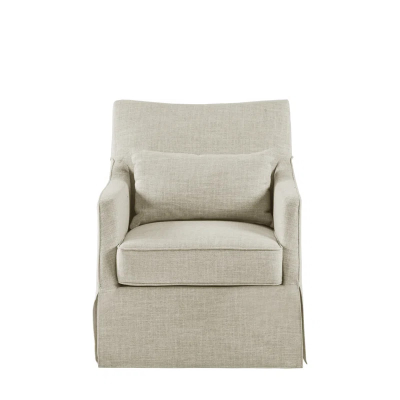 Martha Stewart London Farmhouse Skirted Swivel Chair with Lumbar Pillow | Wayfair North America