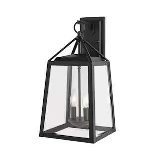 Home Decorators Collection Blakeley 19.25 in. Transitional 2-Light Black Outdoor Wall Light Fixtu... | The Home Depot