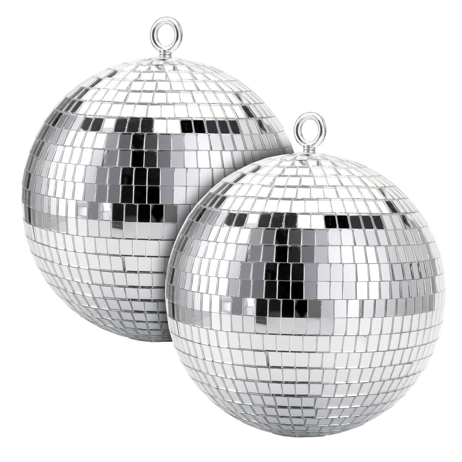 Suwimut 2 Pack Disco Light Mirror Ball, 8 Inches Cool and Fun Large Silver Hanging Disco Ball wit... | Amazon (US)