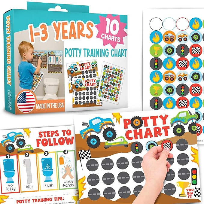 Hadley Designs Truck Potty Training Chart for Toddlers Boys - Sticker Chart for Kids Potty Traini... | Amazon (US)