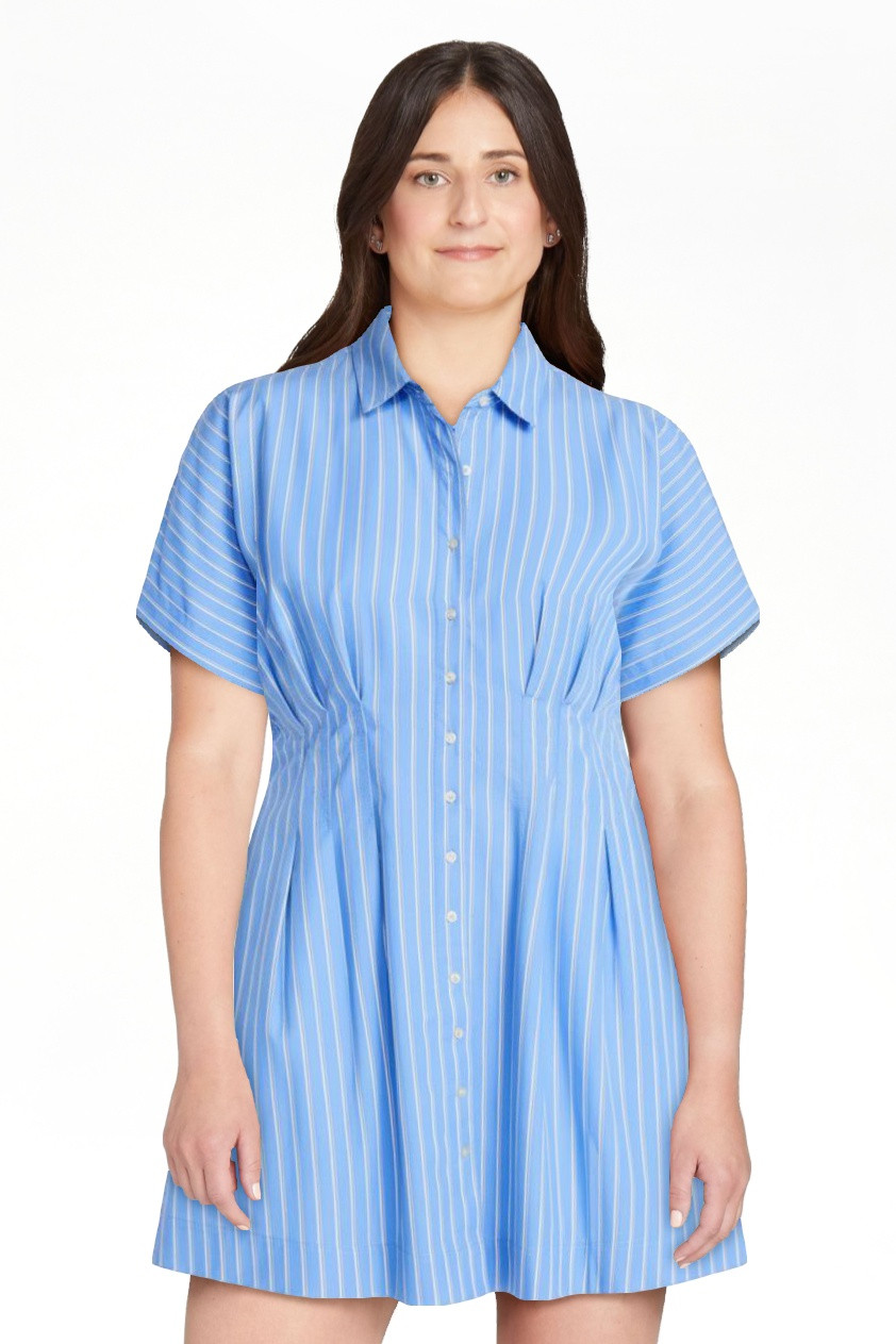 Free Assembly Women's Cotton Corset Mini Shirtdress with Short Sleeves, Sizes XS-XXL | Walmart (US)