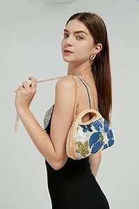 UMREN Straw Clutch Handbags Women Beach Crossbody Hand-woven Summer Purse Wallet Top handle Eveni... | Amazon (US)