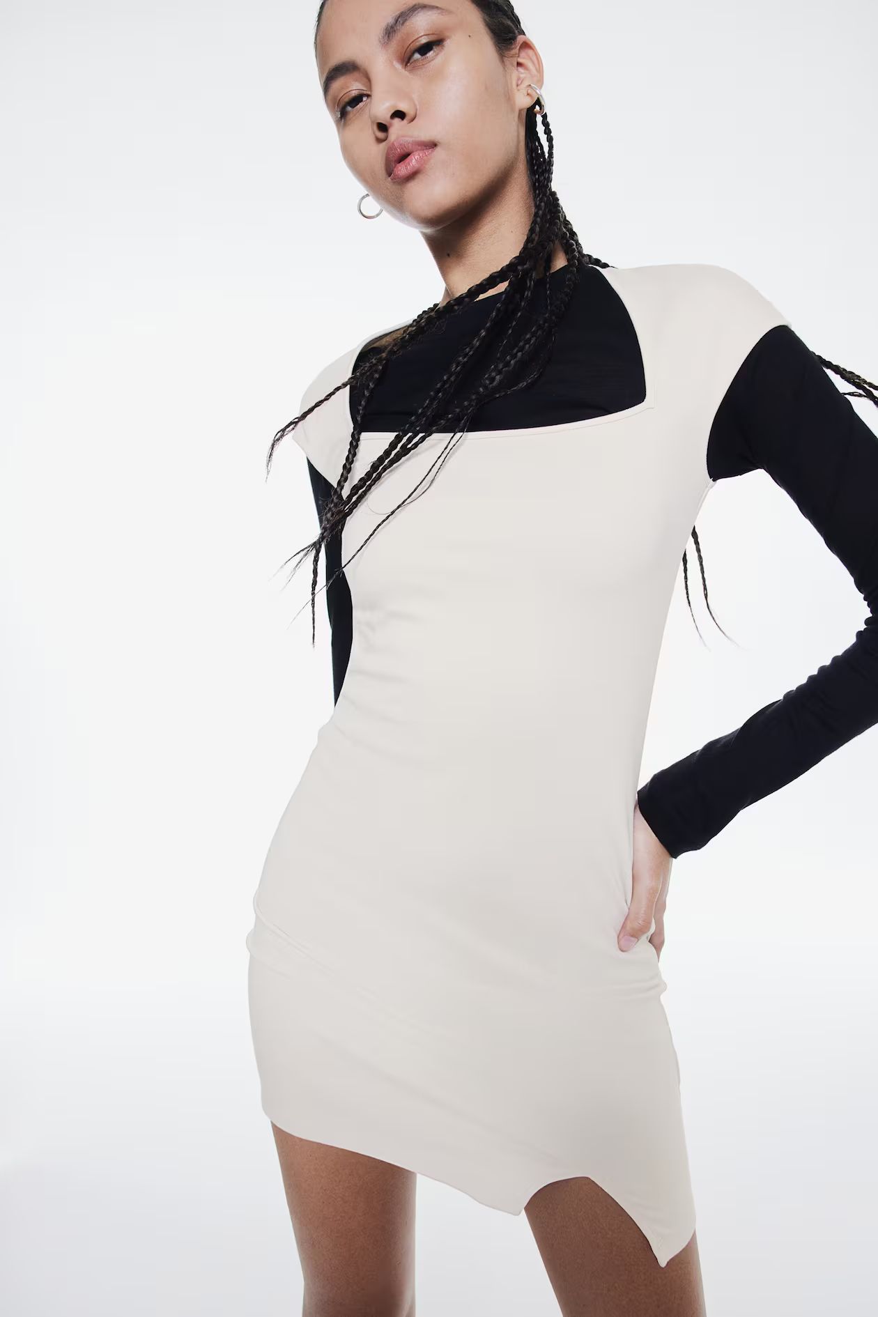 Bodycon-Kleid mit Kappenärmeln - Hellbeige - Ladies | H&M AT | H&M (DE, AT, CH, NL, FI)