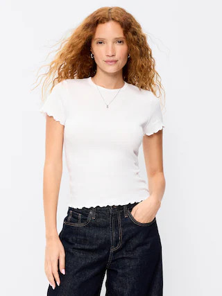 Fitted Waffle-Knit Cropped T-Shirt | Old Navy (US)