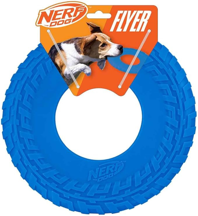 Nerf Dog Tire Flyer Outdoor Dog Toy, 10 Inch Flying Disc Dog Fetch Toy, Rubber Dog Toy for Medium... | Amazon (US)