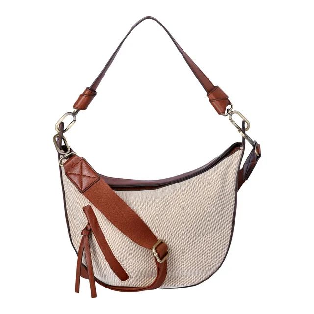 Time and Tru Women's Selena Hobo Crossbody Bag, Natural Cognac | Walmart (US)