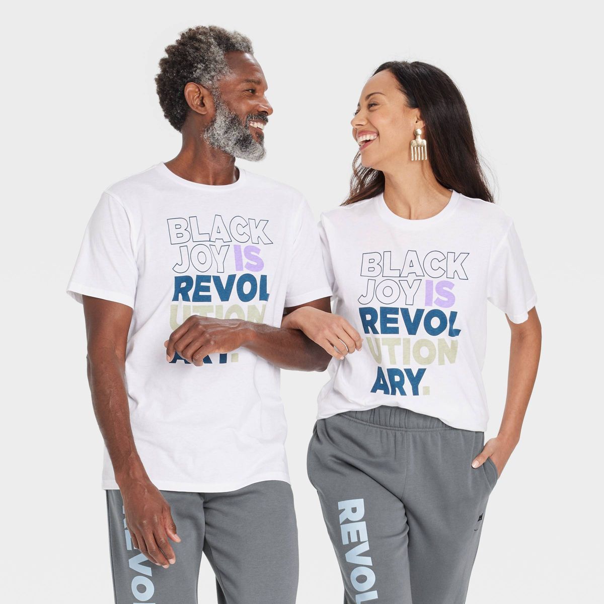 Black History Month Adult Black Men Smile Short Sleeve 'Black Joy is Revolutionary' T-Shirt - Whi... | Target