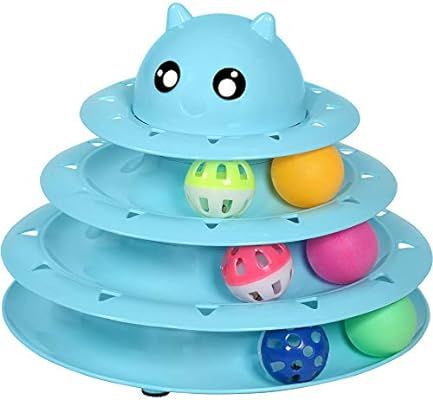 UPSKY Cat Toy Roller 3-Level Turntable Cat Toy Balls with Six Colorful Balls Interactive Kitten F... | Amazon (US)