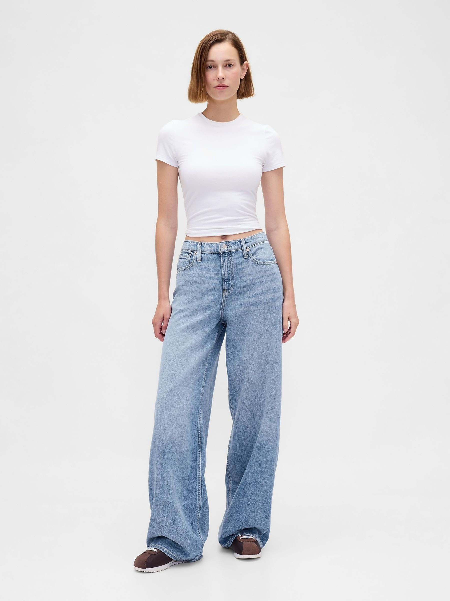 Light Wash Blue Mid Waisted UltraSoft Baggy Jeans | Gap | GAP UK