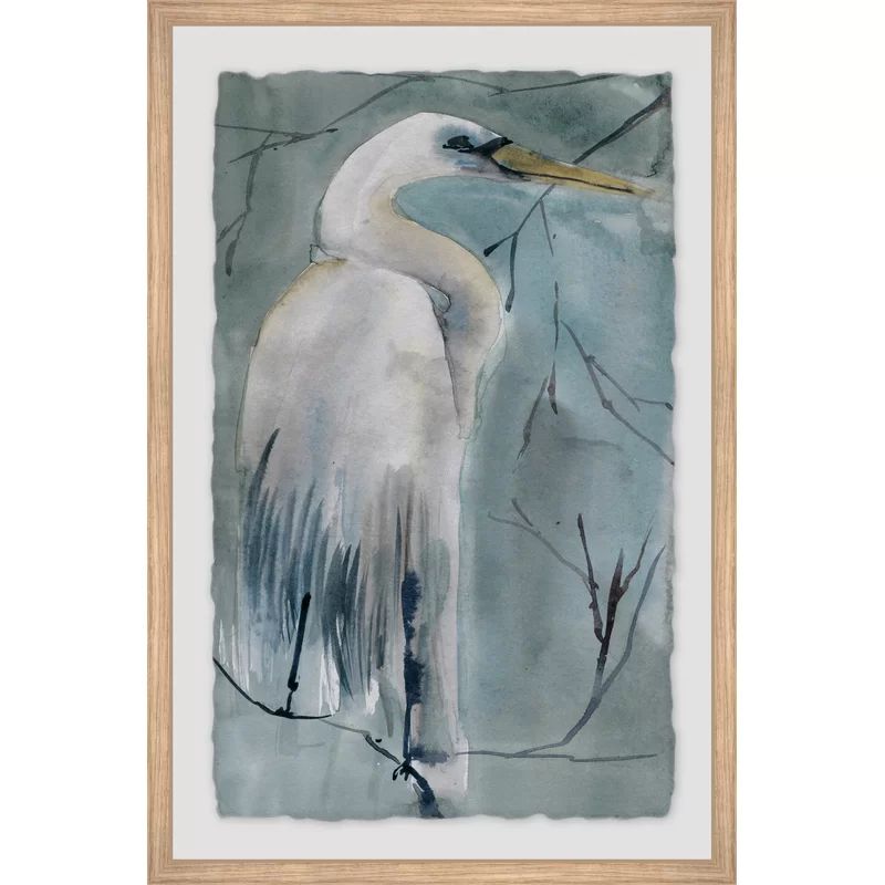 'Perched Crane' by Marmont Hill - Picture Frame Painting Print on Paper | Wayfair North America