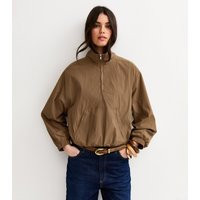 Women's Light Brown Quarter Zip Funnel Neck Jacket New Look | New Look (UK)