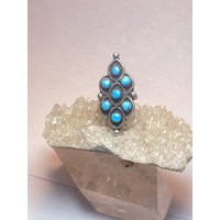 Turquoise Ring Zuni Long Pinky Petite Point Sterling Silver Women Size 4.50 | Etsy (US)