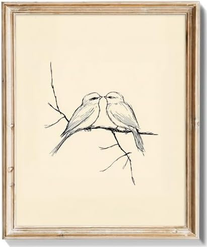 RETRART Romantic Birds in Love Vintage Wall Art Hand-Drawn Bird Illustration Print Vintage Artwor... | Amazon (US)