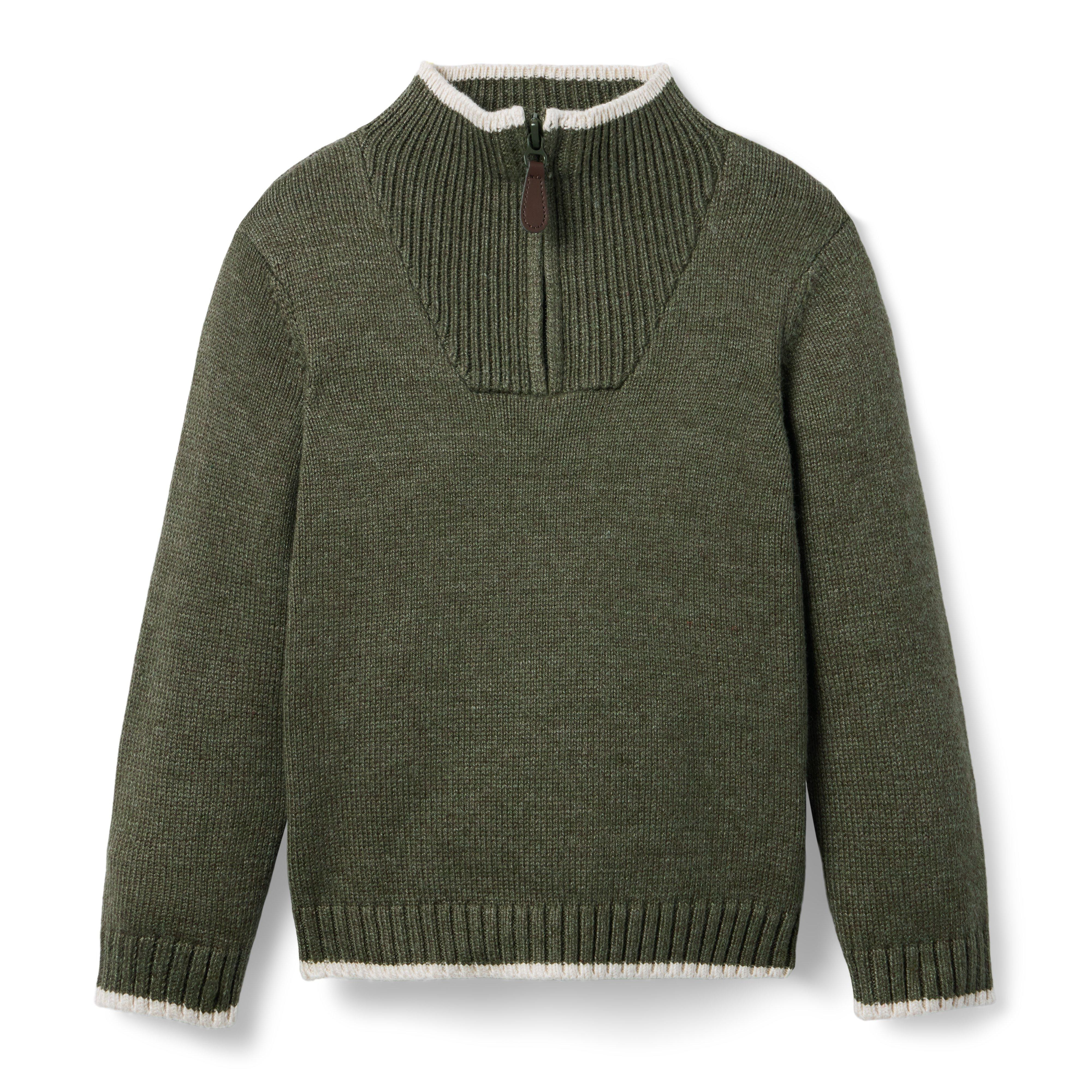 Janie and Jack | The Half Zip Sweater - Green / 8 | Janie and Jack
