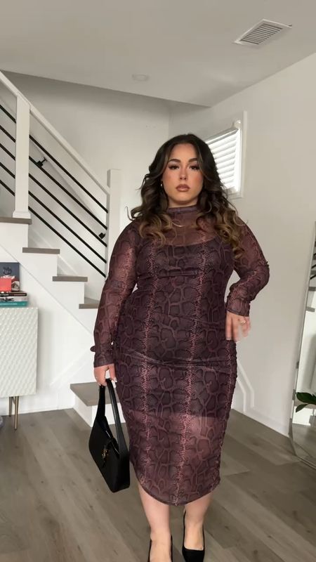 This snake print dress from Amazon is EVERYTHING 🙌🏻 the shapewear under makes for a perfect slip under I’m obsessed 😍 

#LTKitbag #LTKmidsize #LTKcurves