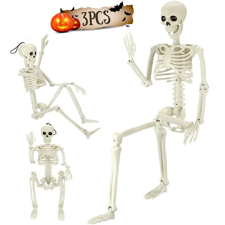 Ayieyill 3pcs Halloween Skeleton Decorations, Posable Skeletons Halloween Decorations Indoor Outd... | Walmart (US)