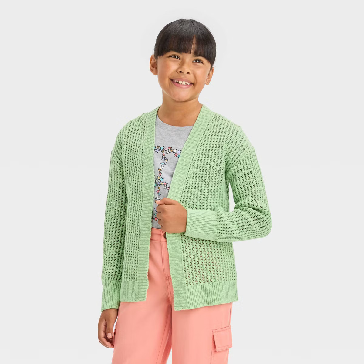 Girls' Long Sleeve Open Sweater - Cat & Jack™ | Target