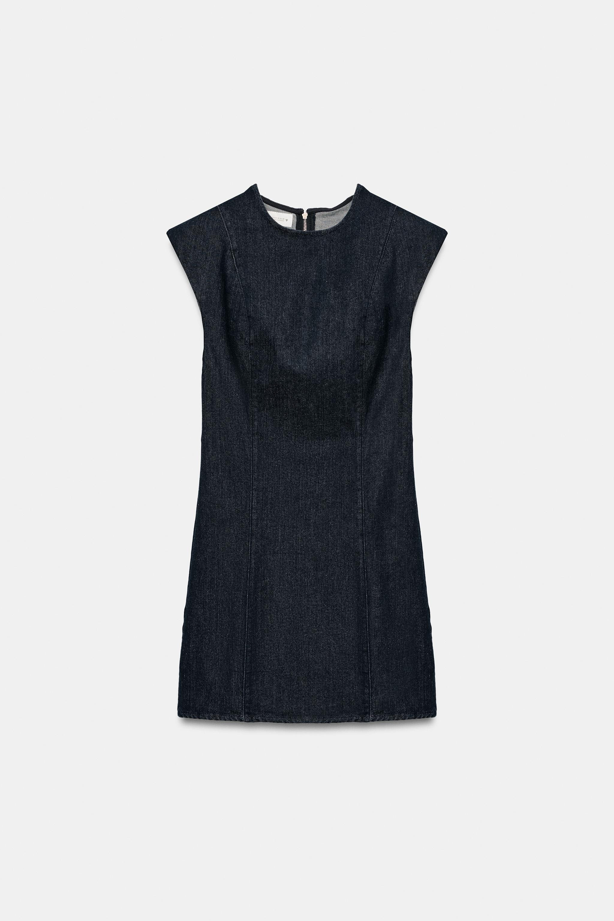 TRF DENIM DRESS WITH SHOULDER PADS | Zara UK