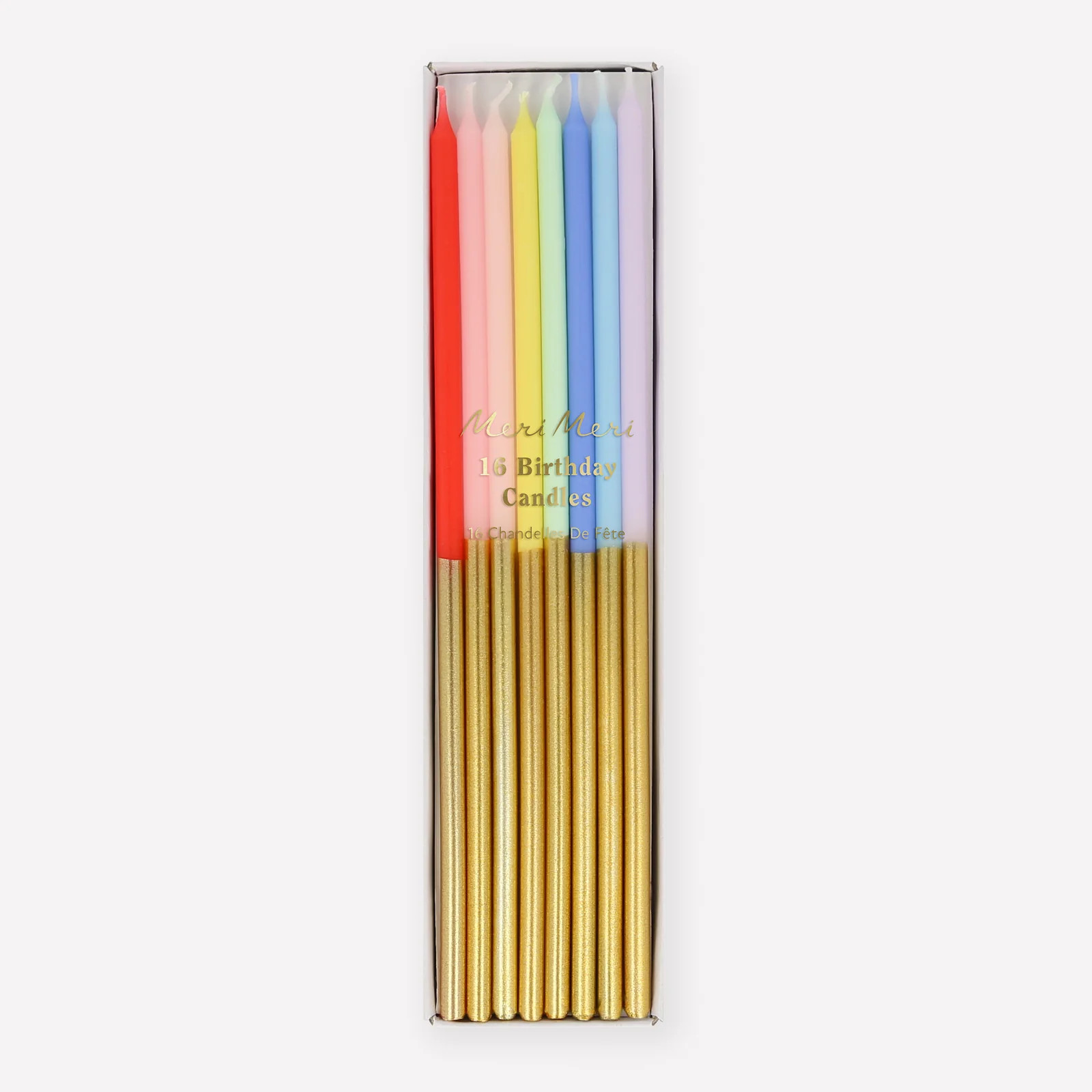 Gold Dipped Rainbow Birthday Cake Candles | Meri Meri