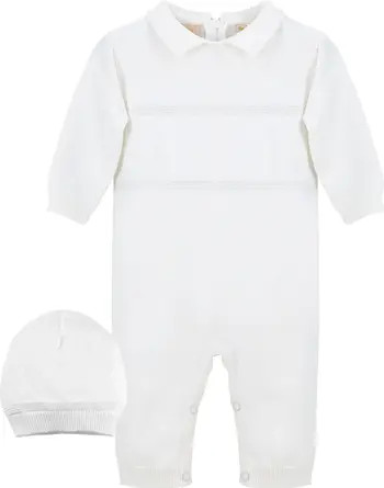 Elegant Christening Romper & Hat Set | Nordstrom