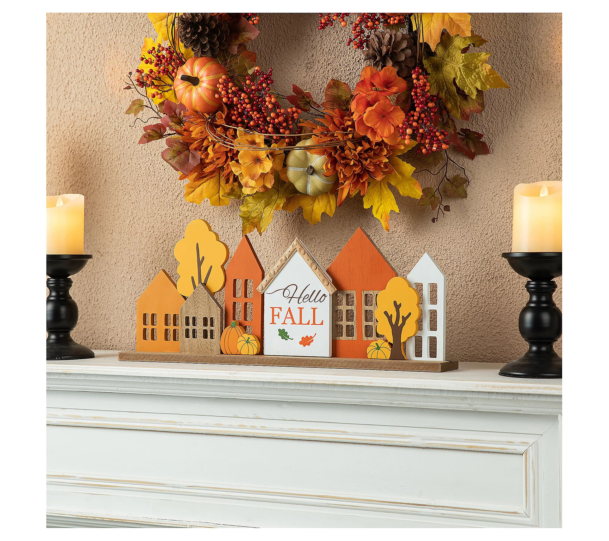 Glitzhome 20""L Fall Wooden House Table Decor | QVC