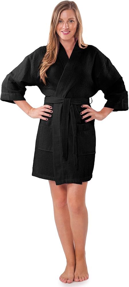 Turquaz Linen Lightweight Thigh Length Robes For Women - Waffle Kimono Bridesmaids Robe - Summer ... | Amazon (US)