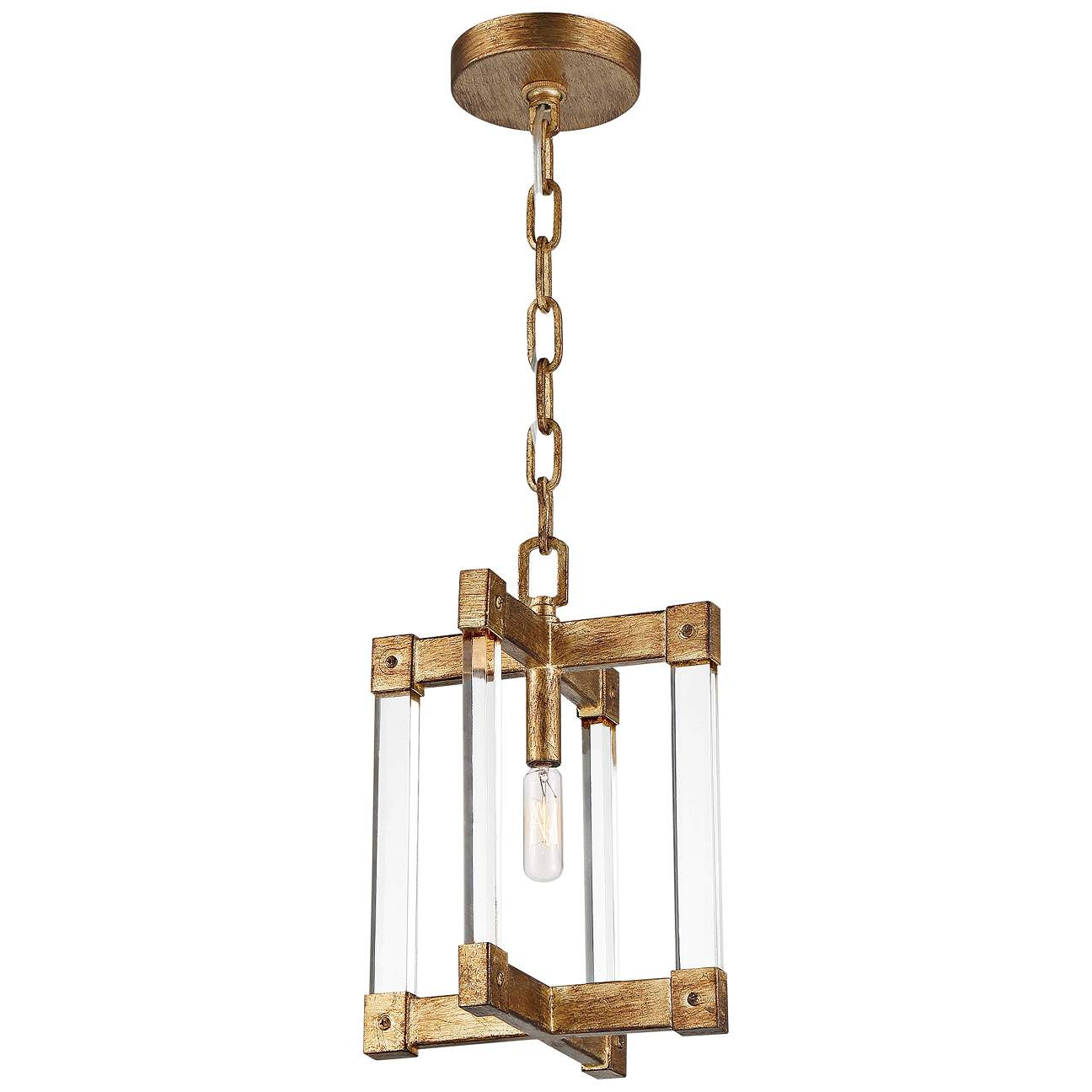 Varaluz Halcyon 9" Wide Antiqued Gold Leaf Mini Pendant | LampsPlus.com
