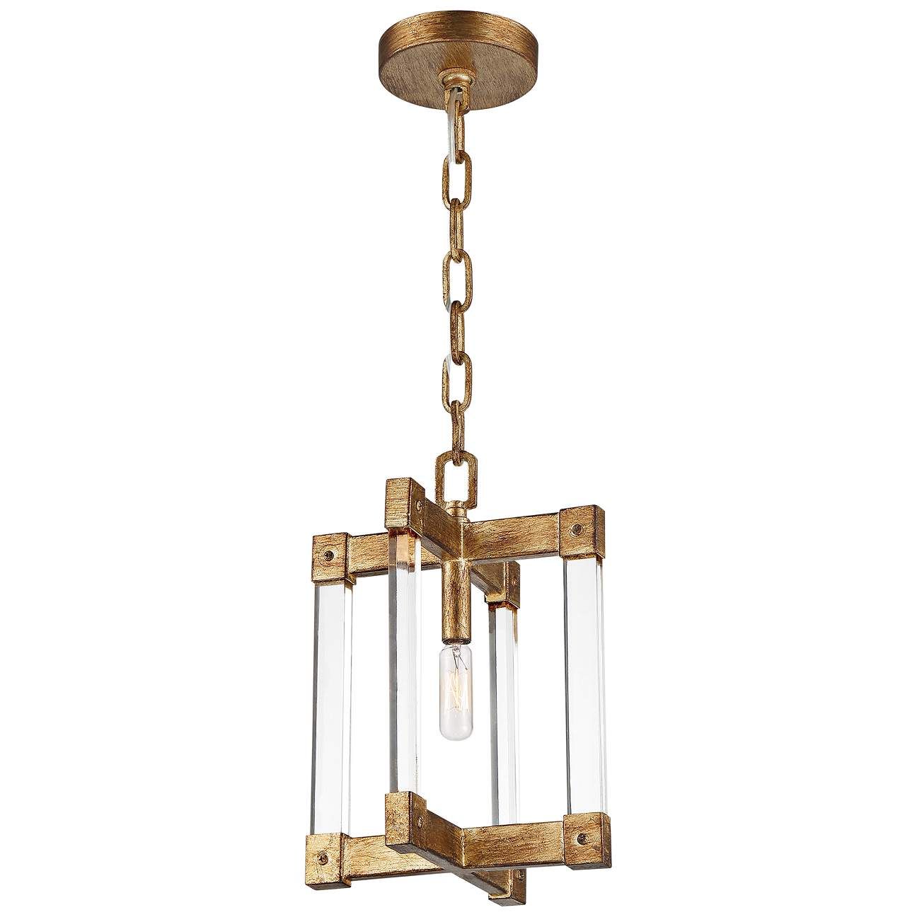 Varaluz Halcyon 9" Wide Antiqued Gold Leaf Mini Pendant | LampsPlus.com