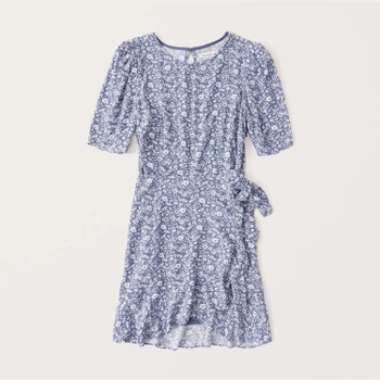 High-Neck Wrap Dress | Abercrombie & Fitch (US)