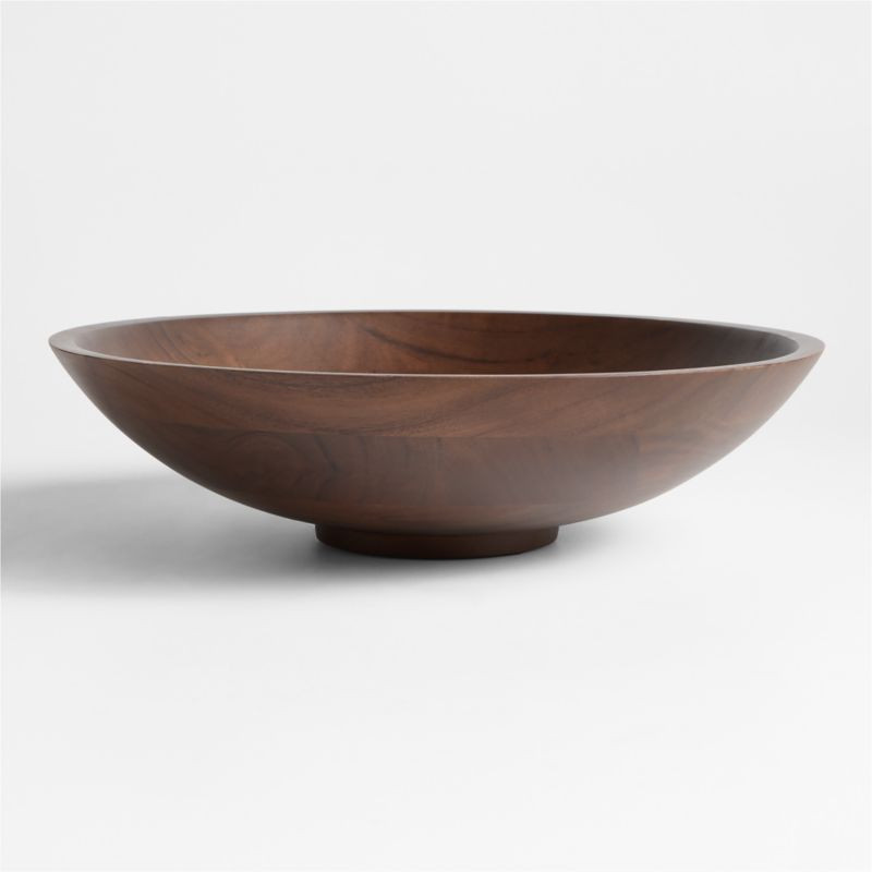 Madeira 14" Walnut-Finished Acacia Wood Salad Serving Bowl | Crate & Barrel | Crate & Barrel