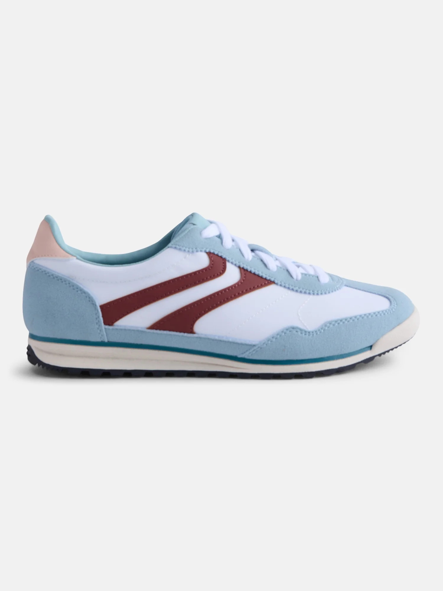 No Boundaries Women's Faux Leather and Suede Retro Inspired Lace Up Sneakers | Walmart (US)