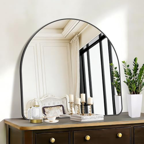 FORBATH Arched Bathroom Mirror 36x36 Inch, Black Bathroom Mirror Wall Mounted Modern Aluminum Alloy Frame Arch Mirror for Bedroom Living Room Entryway, Hanging or Leaning Against Wall | Amazon (US)