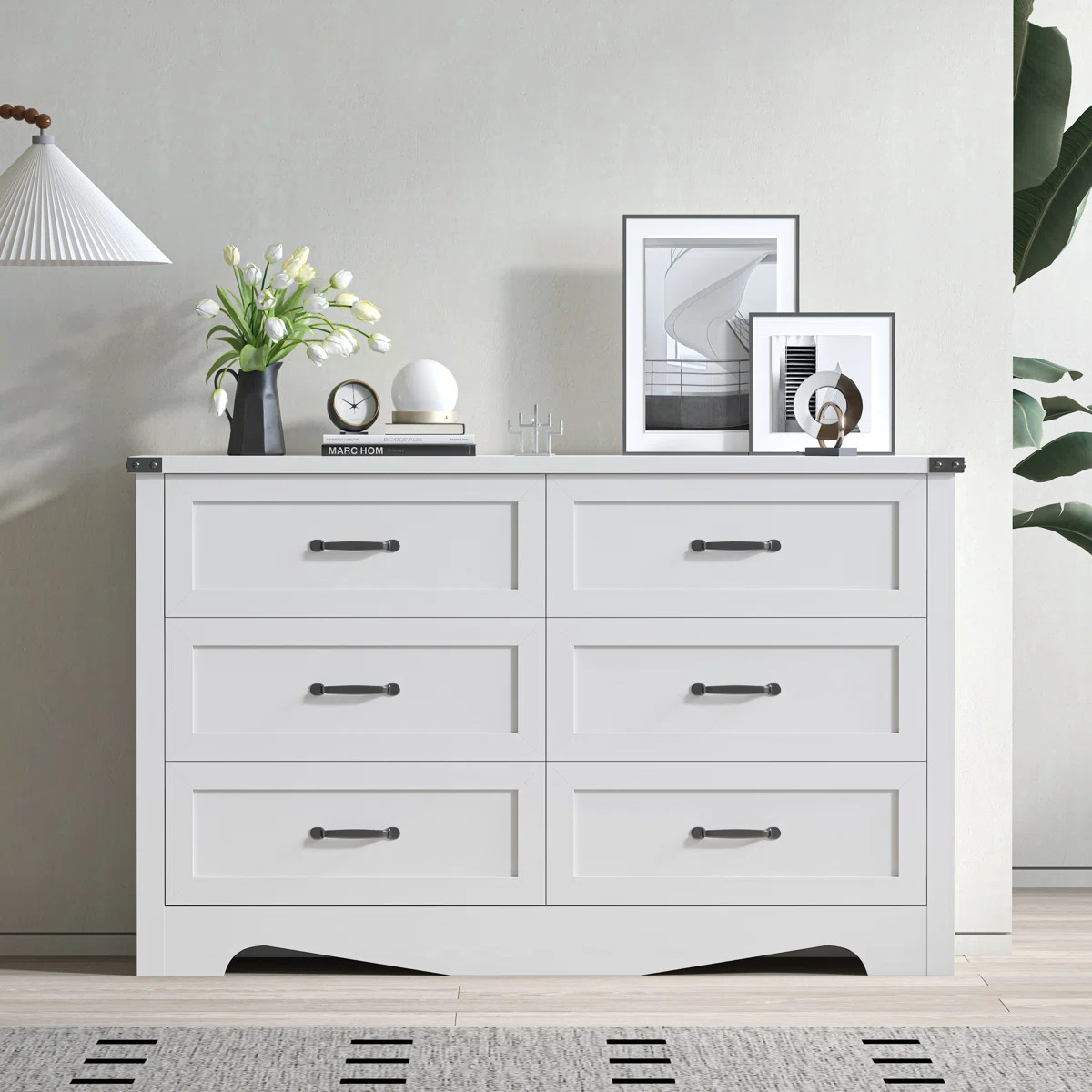 Jennievieb 6 - Drawer Dresser 47.24'' Wooden Chest Of Drawers Black With Metal Handle | Wayfair North America