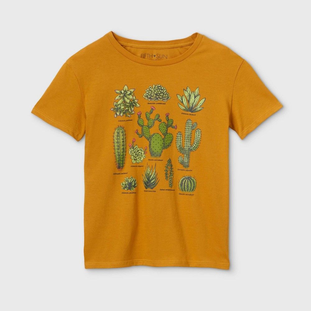 Women's Cactus Short Sleeve Graphic T-Shirt (Juniors') - Gold XL | Target