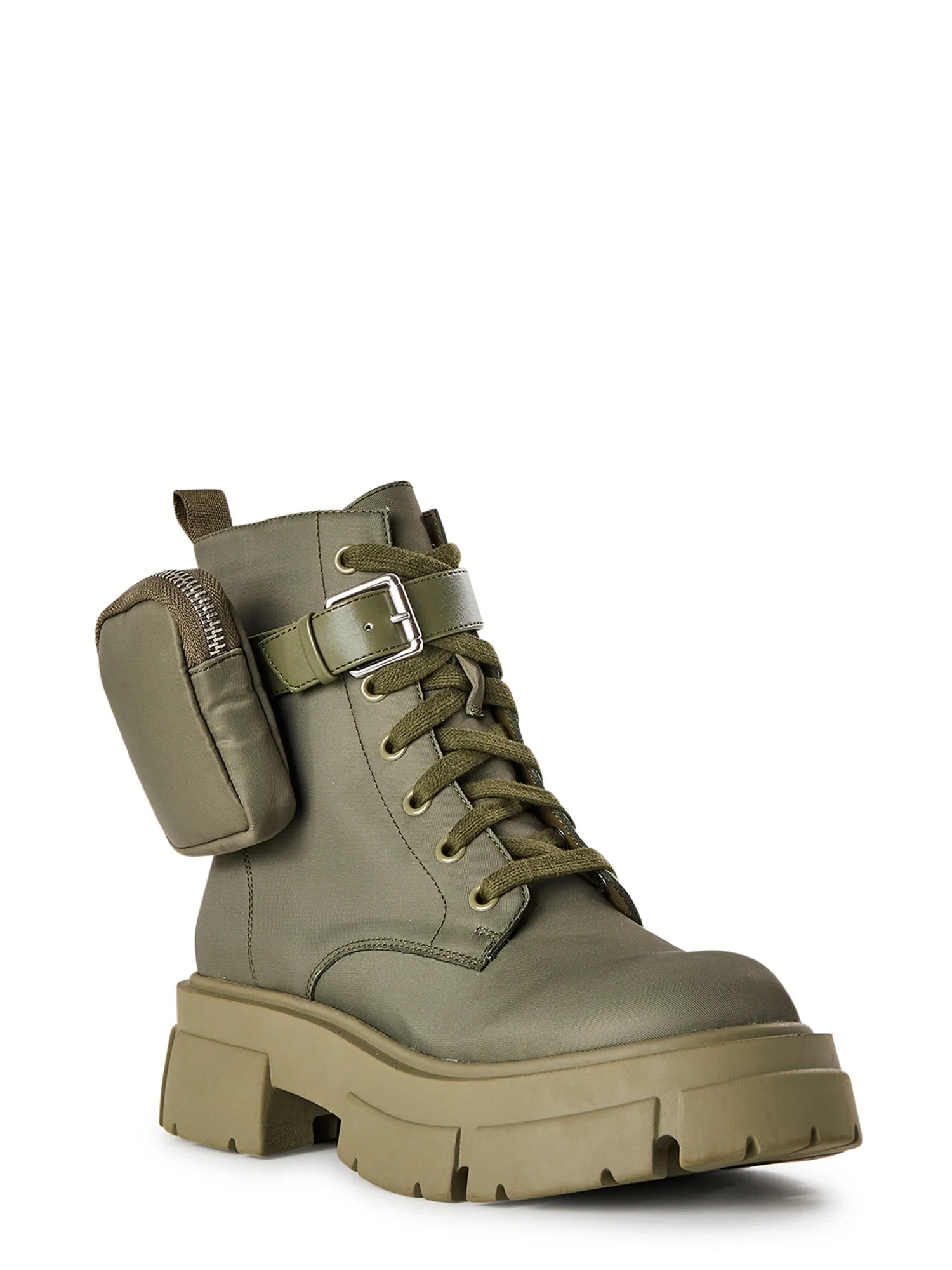 No Boundaries Women's Lug Combat Boots with Side Pouch - Walmart.com | Walmart (US)