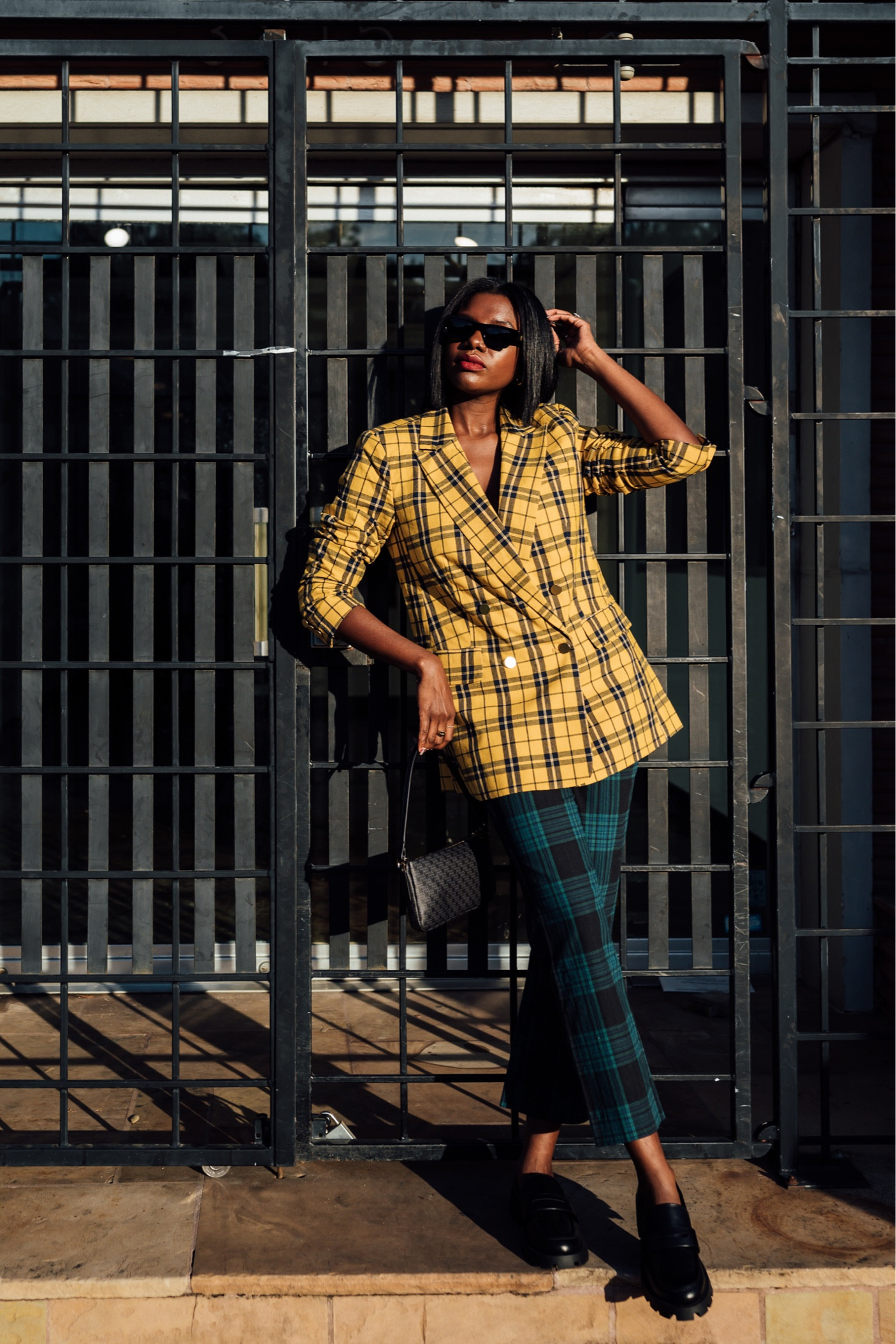 Yellow plaid blazer, green & blue plaid trousers, chuncky black loafers, black printed should bag and black rectangular sunglasses from Walmart. I’m wearing a medium in the top and 2 in pants. Runs true to size. Great holiday look if you don’t want to red  

#LTKunder100 #LTKHoliday #LTKunder50