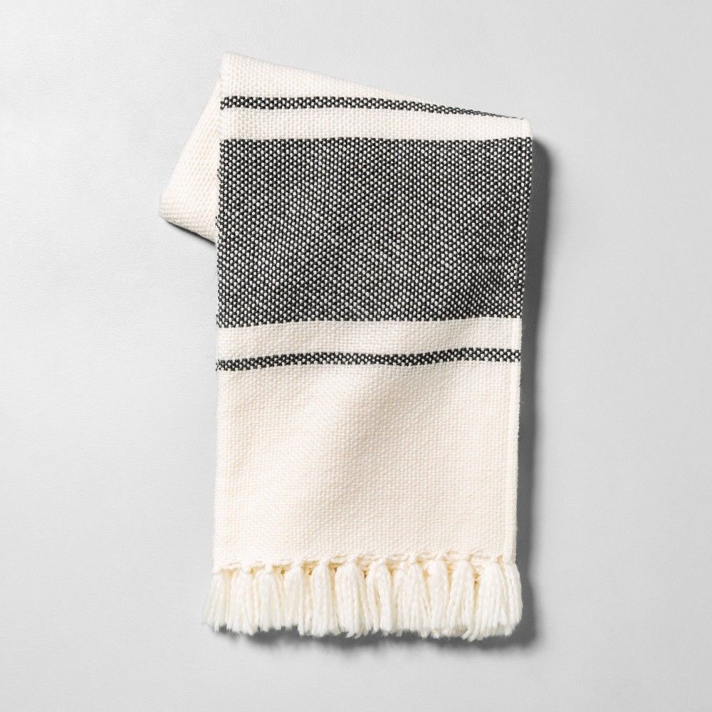 Throw Blanket Sour Cream / Gray Stripe - Hearth & Hand with Magnolia, White | Target