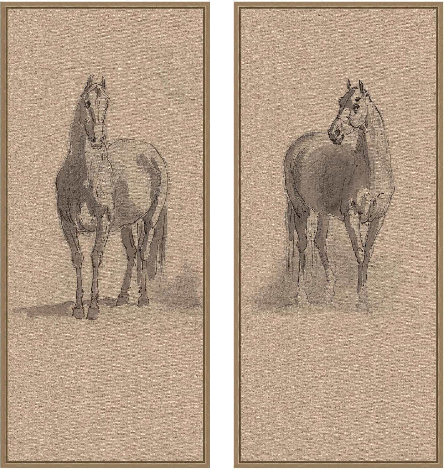 Kate and Laurel Forty Three Studies of Horses and Riders 2 Piece Framed Canvas Wall Art Set by No... | Amazon (US)