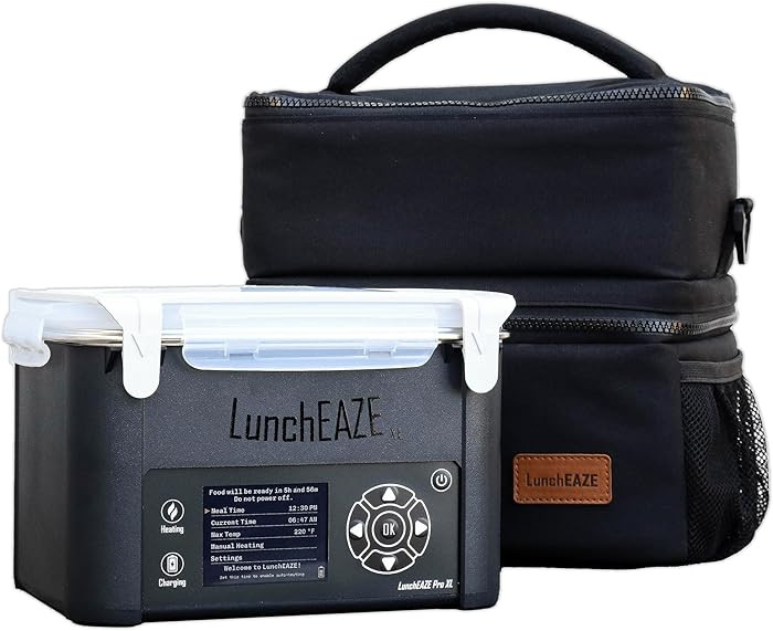 LunchEAZE XL Cordless Heated & Electric Lunch Box – Battery-Powered, 6-Cup Capacity, 220°F, Au... | Amazon (US)