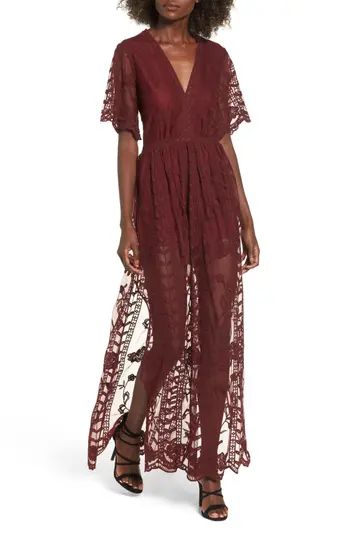 Women's Socialite Lace Overlay Romper, Size X-Small - Burgundy | Nordstrom