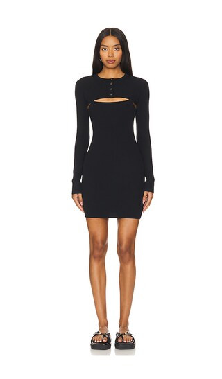 Cropped Cardigan With Cami Mini Dress Twin Set in Black | Revolve Clothing (Global)