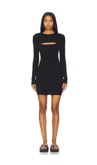 Cropped Cardigan With Cami Mini Dress Twin Set in Black | Revolve Clothing (Global)