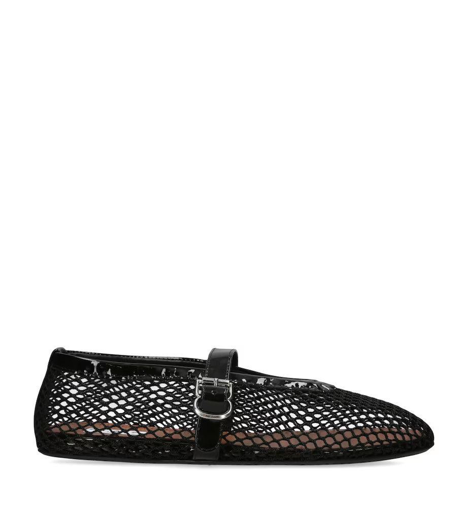 Ala\u00efa Black Leather Mesh Ballet Flats | Harrods UK